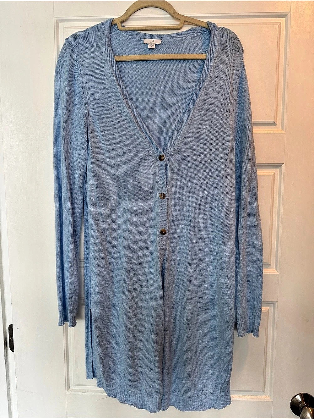 J. Jill Linen Blend Cardigan in Blue Size Medium